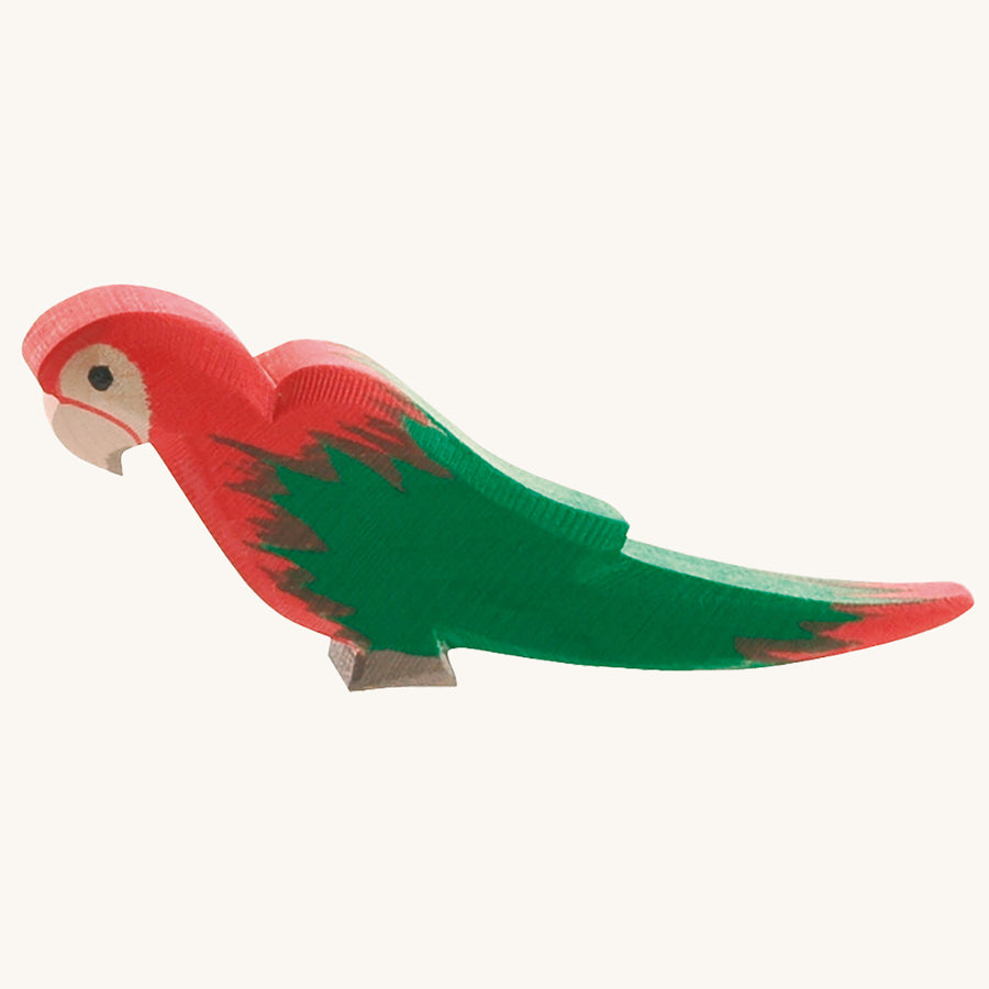 Ostheimer wooden parrot in red, with green wings