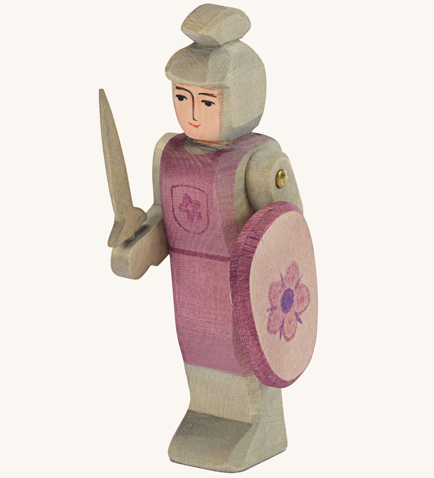 Ostheimer pink standing knight sword and shield on a cream background.