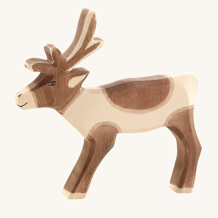 Ostheimer wooden Reindeer figure pictured on a plain background 