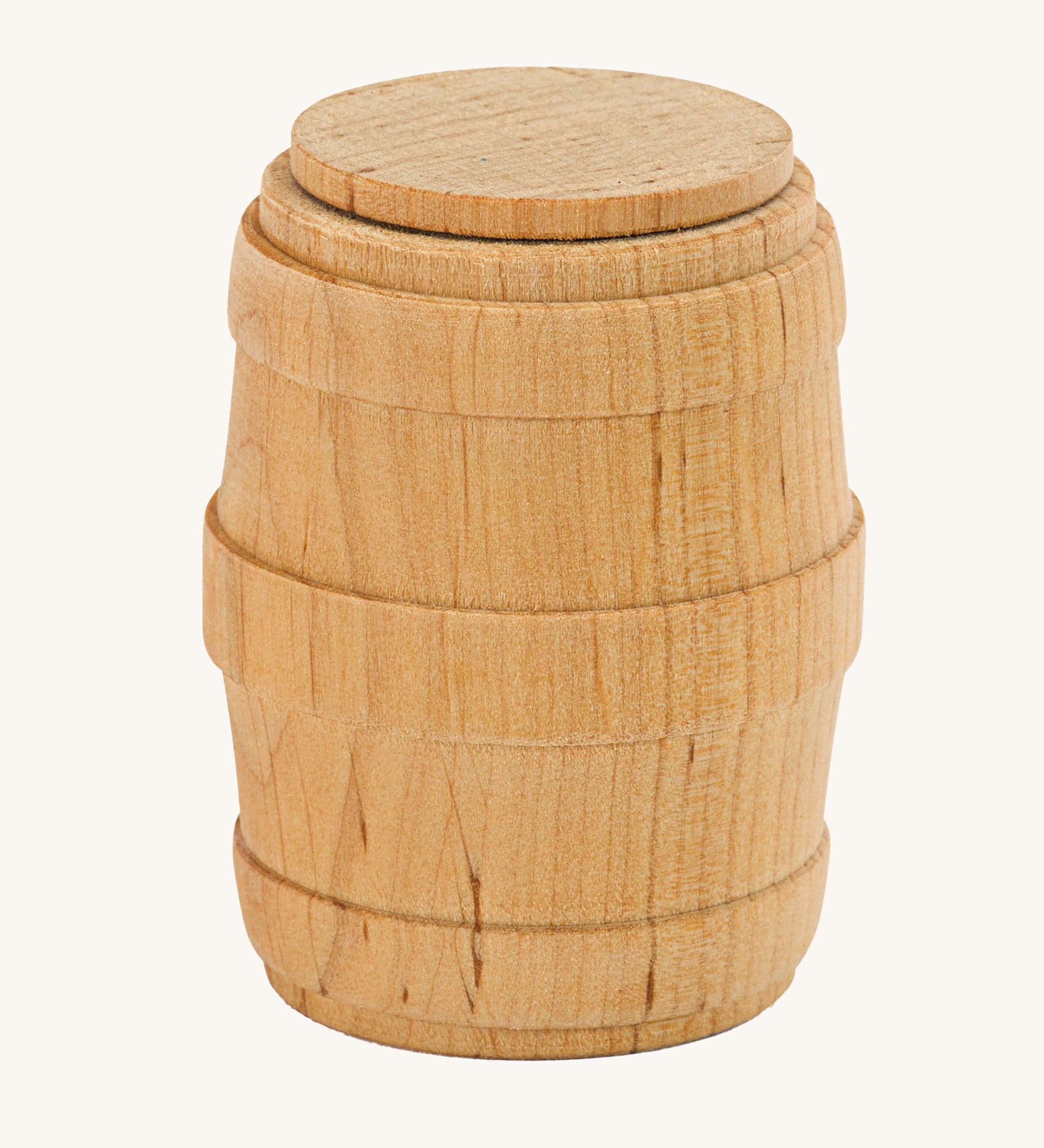 Ostheimer small wooden toy Barrel on a plain background. 