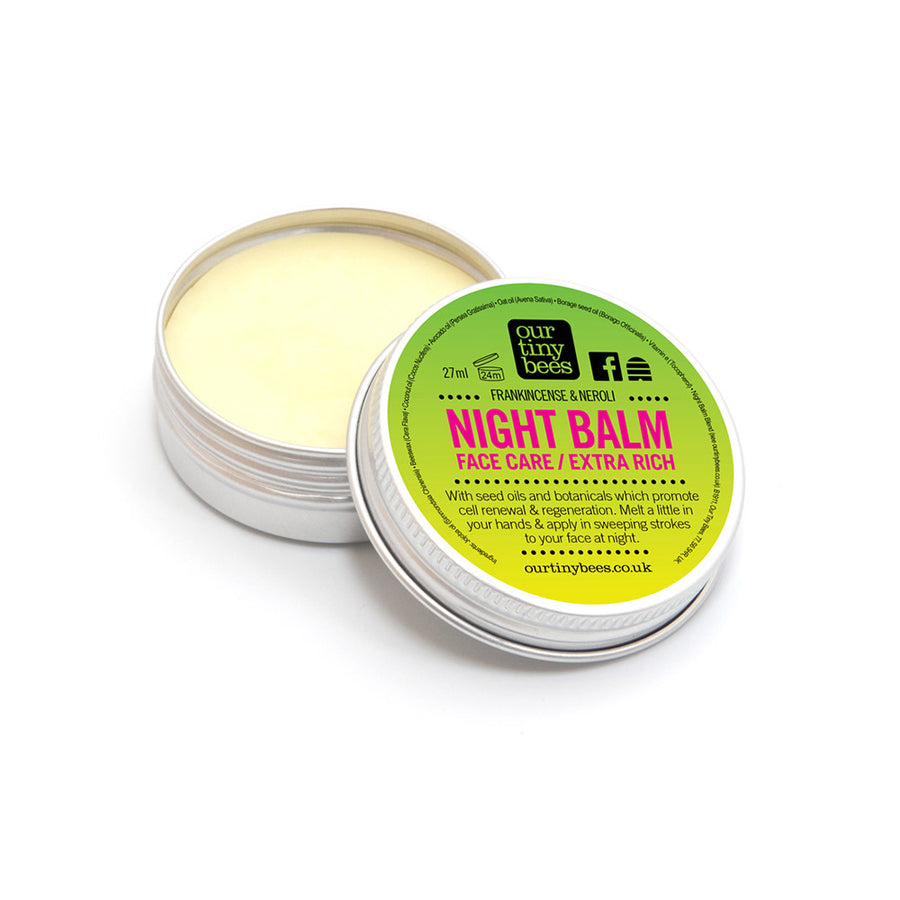 Our Tiny Bees Beeswax Night Balm - Face Balm in tin on white background