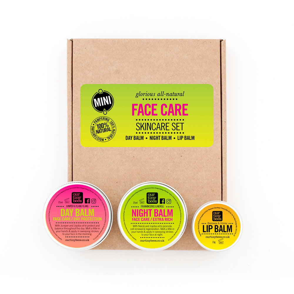 Our Tiny Bees Mini Face Skincare Gift Set with day and night balms