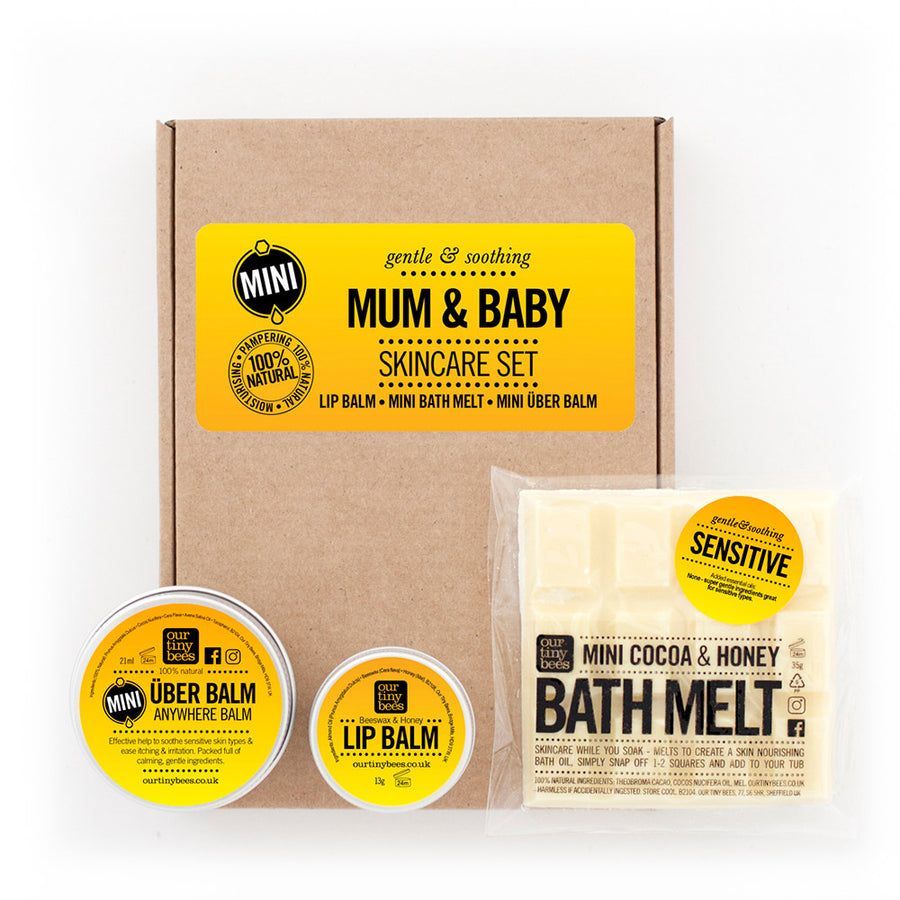 Our Tiny Bees Mini mum & baby Skincare Gift Set with skin balm