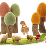 Papoose Toys Ensemble d'animaux en galets en bois de manguier