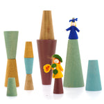 Papoose Toys Wooden Stacking Cones - Natural