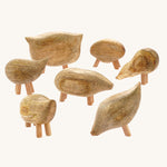 Papoose Toys Mango Wood Pebble Animals Set