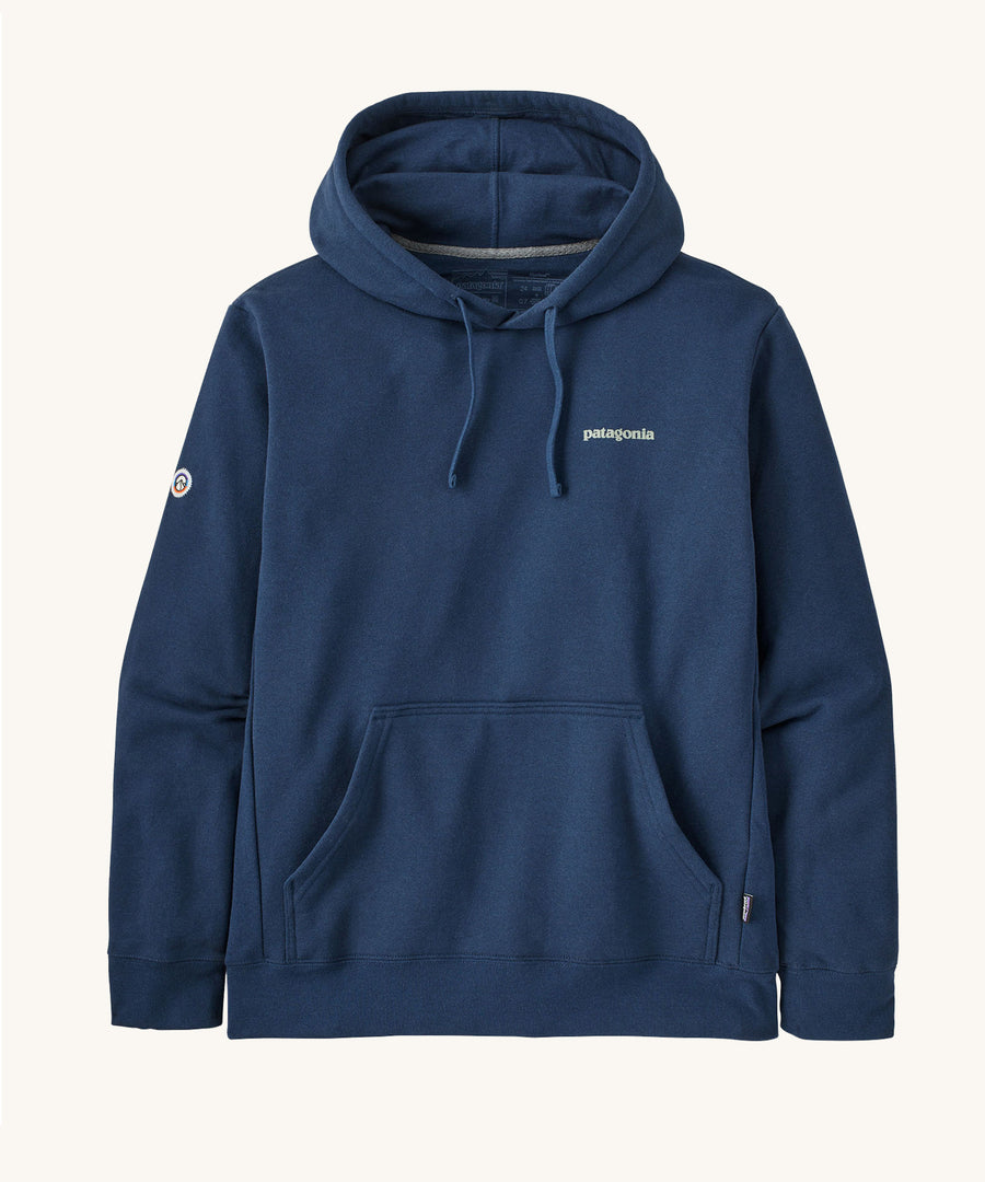 Patagonia Adult Fitz Roy Icon Uprisal Hoody in Lagom Blue on a plain background