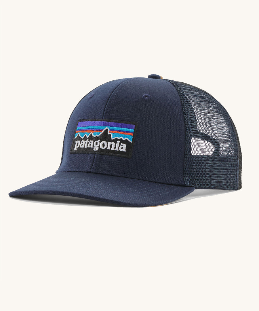 Patagonia Adult P-6 Logo Trucker Hat in New Navy pictured on a plain background