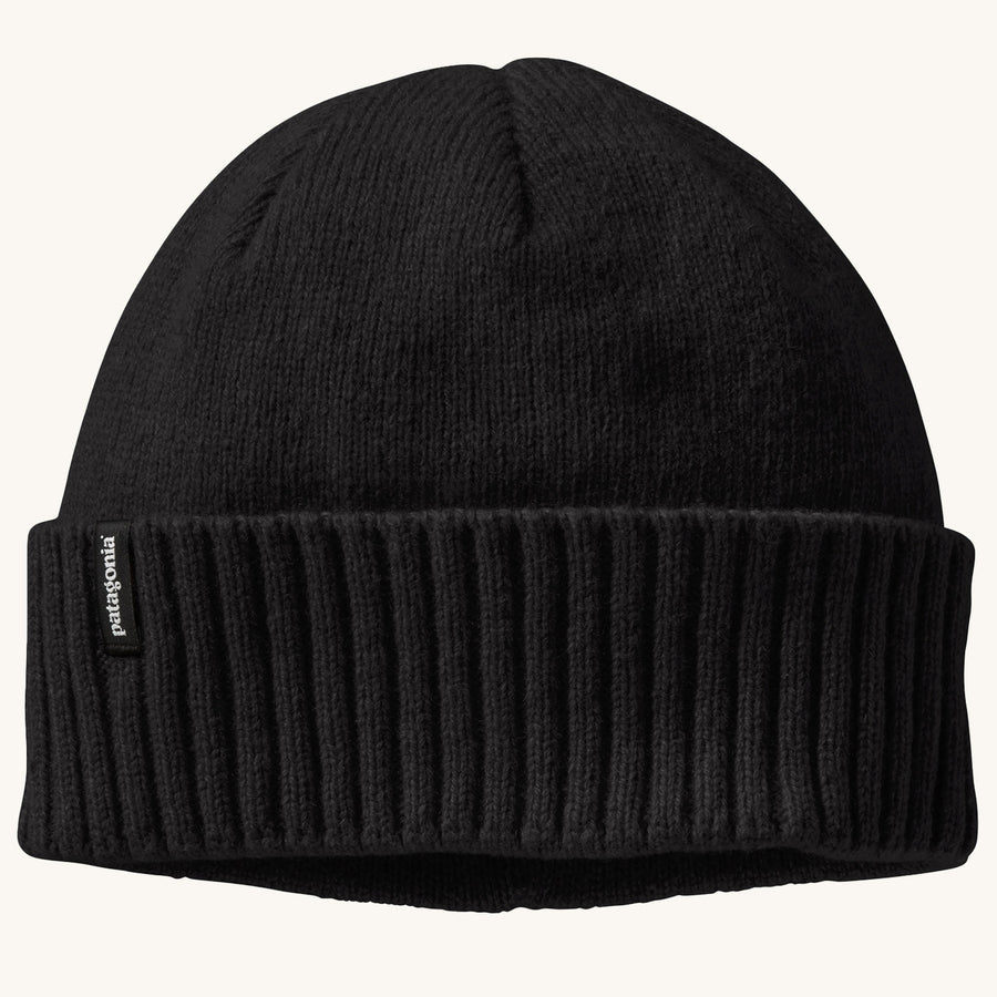 Patagonia Brodeo Beanie Hat - Black on a plain background.