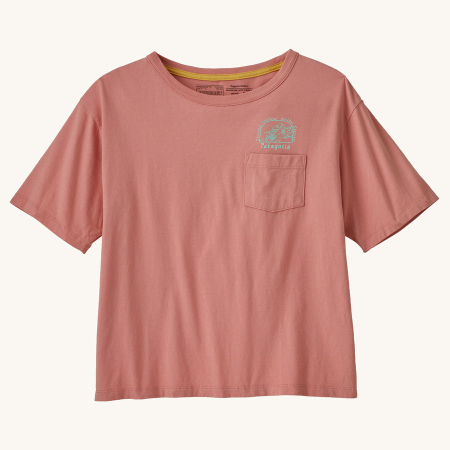 Front of the Patagonia Women's Lost and Found Organic Easy Cut Pocket Tee - Sunfade Pink 