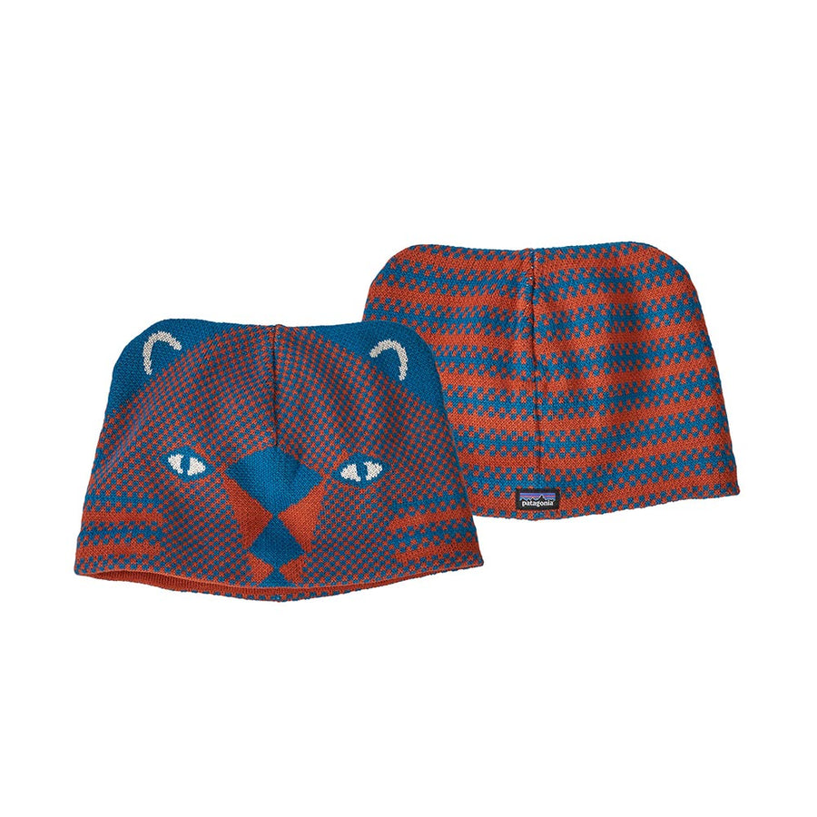 Patagonia Baby Animal Friends Beanie - Beanie Cub: Crater Blue showing front and back of the hat on a white background