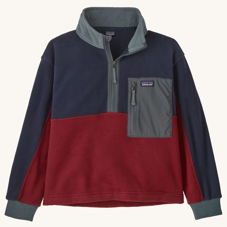 Patagonia Kids Microdini 1/2 Zip Fleece Top - Wax Red on a plain background.