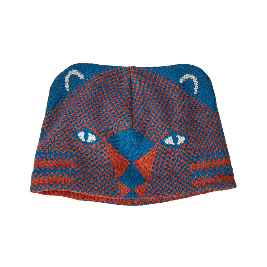 Patagonia Baby Animal Friends Beanie - Beanie Cub: Crater Blue showing front of the hat on a white background