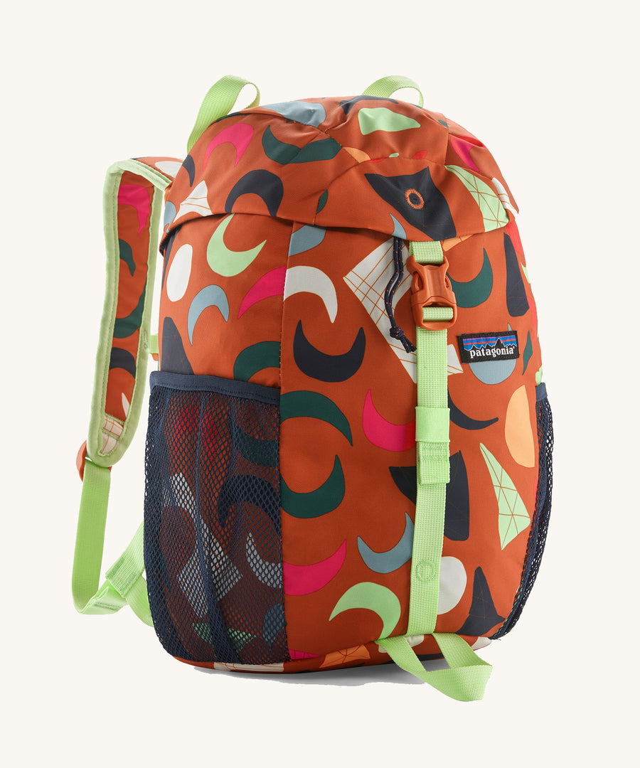 Patagonia Kids Refugito 12L in a Mirage design on a plain background.