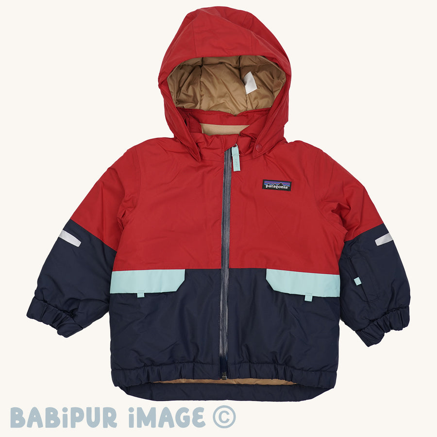 Patagonia Little Kids Snow Pile Insulated Ski Jacket - Touring Red on a plain background.