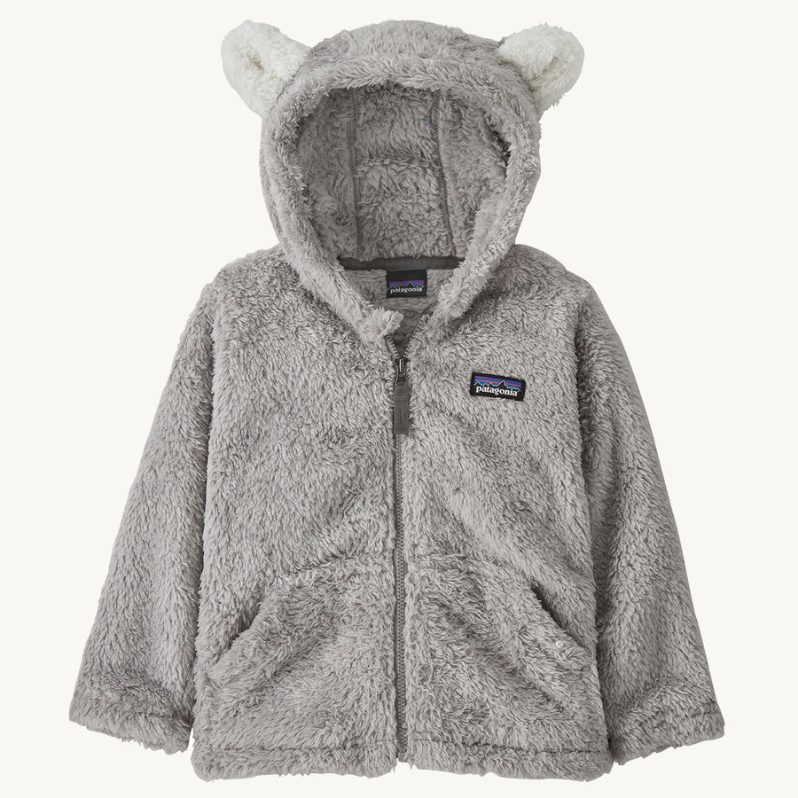 Patagonia Little Kids Furry Friends Hoody - Salt Grey on a plain background.