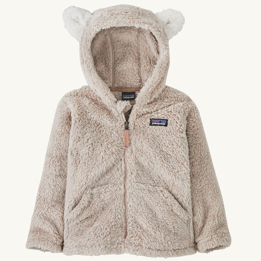 Patagonia Little Kids Furry Friends Hoody - Shroom Taupe on a plain background.