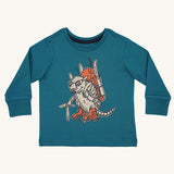 Patagonia Little Kids Regenerative Organic Certified Cotton Long Sleeve Top - Fun Hogs Armadillo/Belay Blue