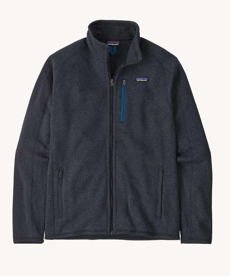 Patagonia Men's Better Sweater Jkt Pitch Blue pictured on a plain background 