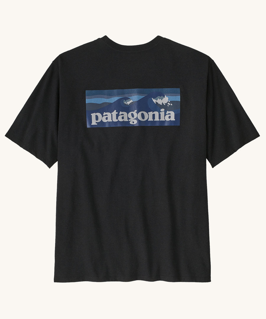 Patagonia Men's Boardshort Logo Pocket Responsibili-Tee Ink Black on a plain background showing the back 