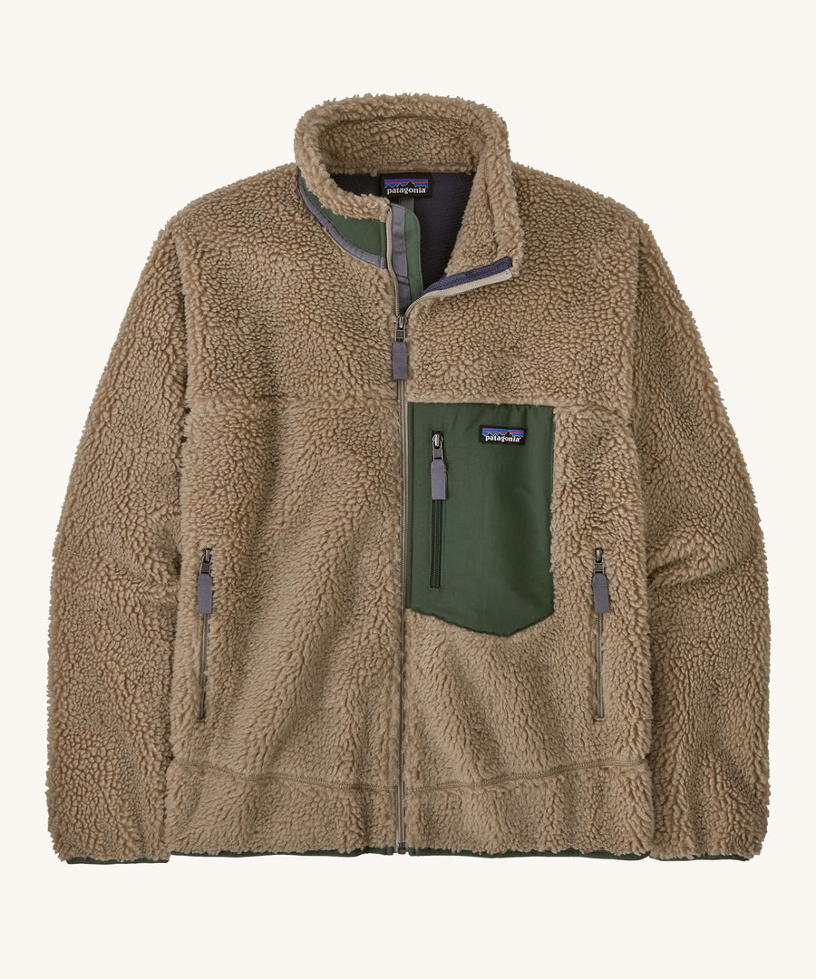 Patagonia Men's Classic Retro-X Jacket in a Seabird Grey colour on a plain background. 