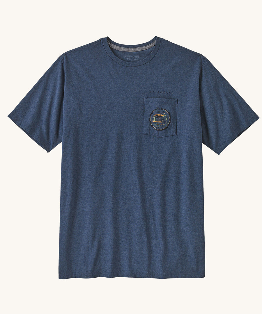 Patagonia Men's Commontrail Pocket Responsibili-Tee Utility Blue on a plain background