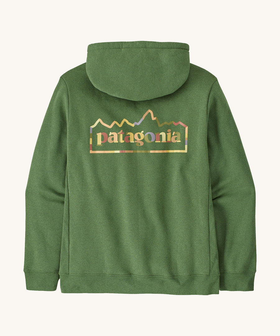 Patagonia Unity Fitz Uprisal Hoody in a Terrain Green colour on a plain background.