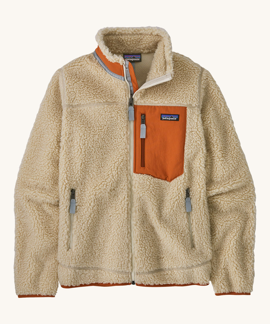 Patagonia Women's Classic Retro-X Jacket in a Dark Natural colour on a plain background. 