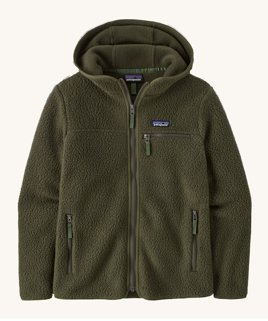  Patagonia Women's Retro Pile Hoody Pine Needle Green on a plain background