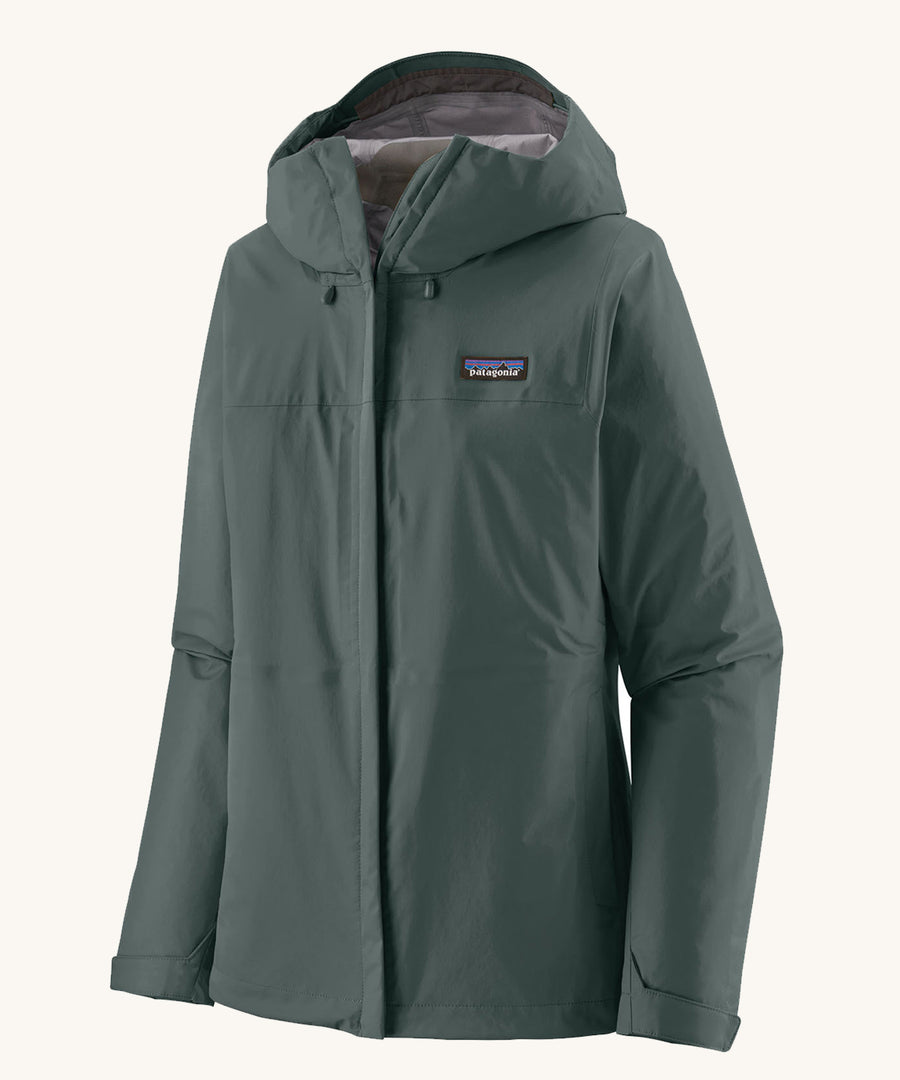 Patagonia Women's Torrentshell 3L Rain Jacket in a Nouveau Green colour pictured on a plain background