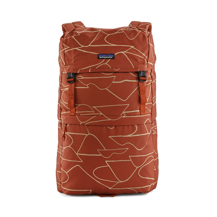 The Patagonia Arbor Lid Pack - Bartolome Big: Sandhill Rust, stood upright on white background