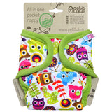 Petit Lulu AIO Pocket Nappy Snaps - Happy Owls