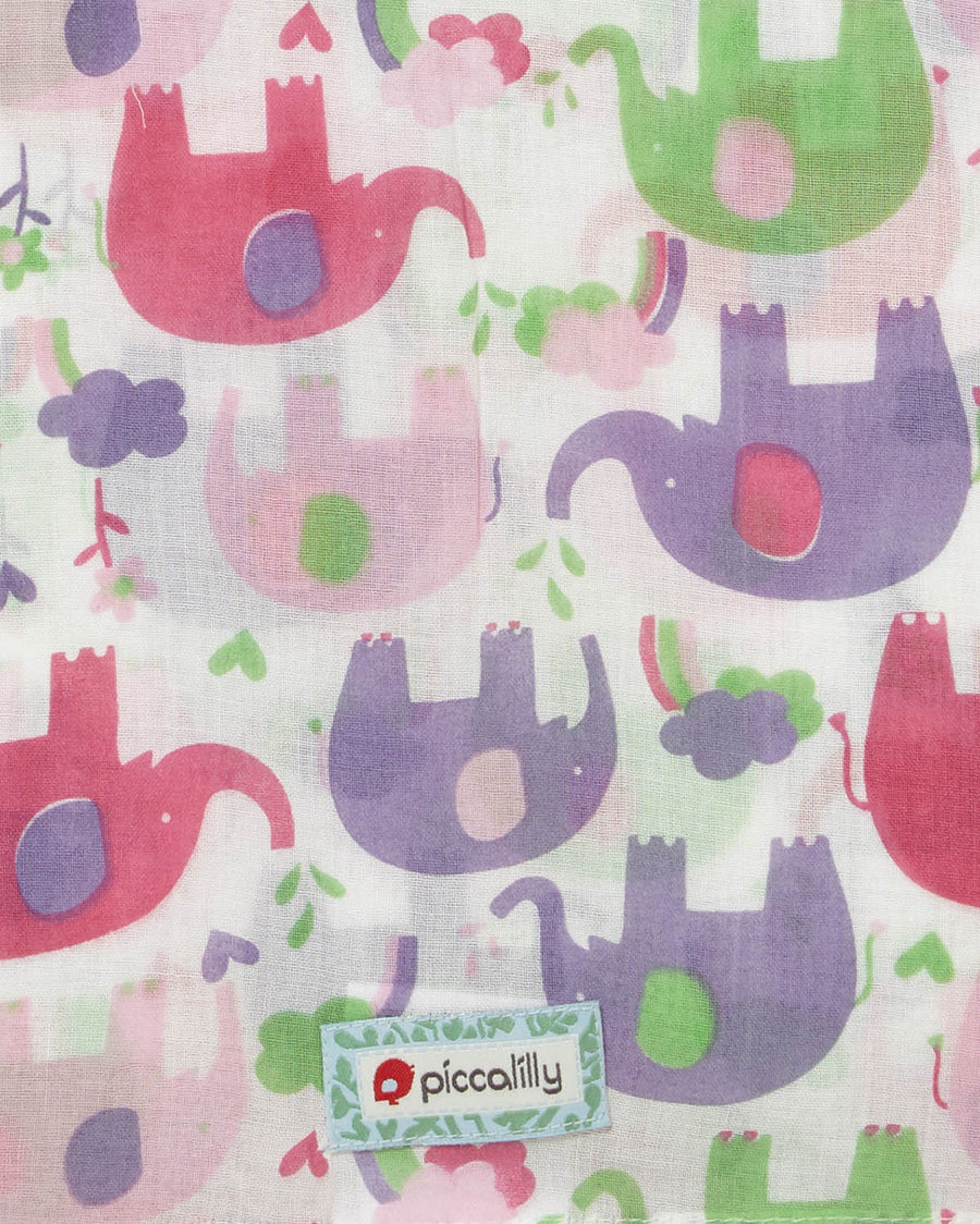 green and purple elephant prints.