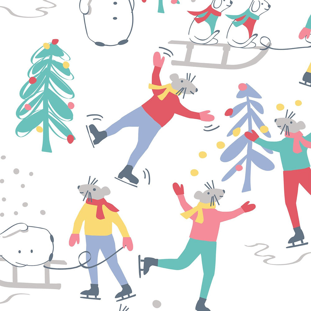 Close up of the Piccalily winter wonderland kids festive clothing print 