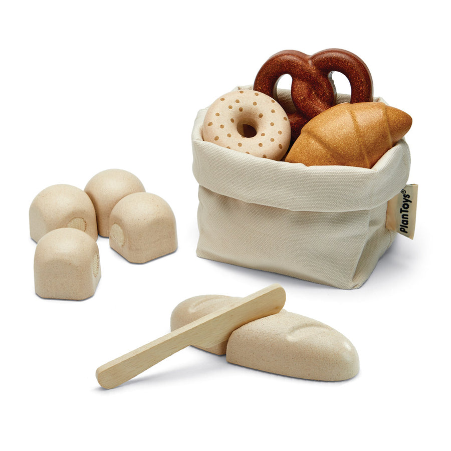 Plan toys eco-friendly wooden bread toy set in