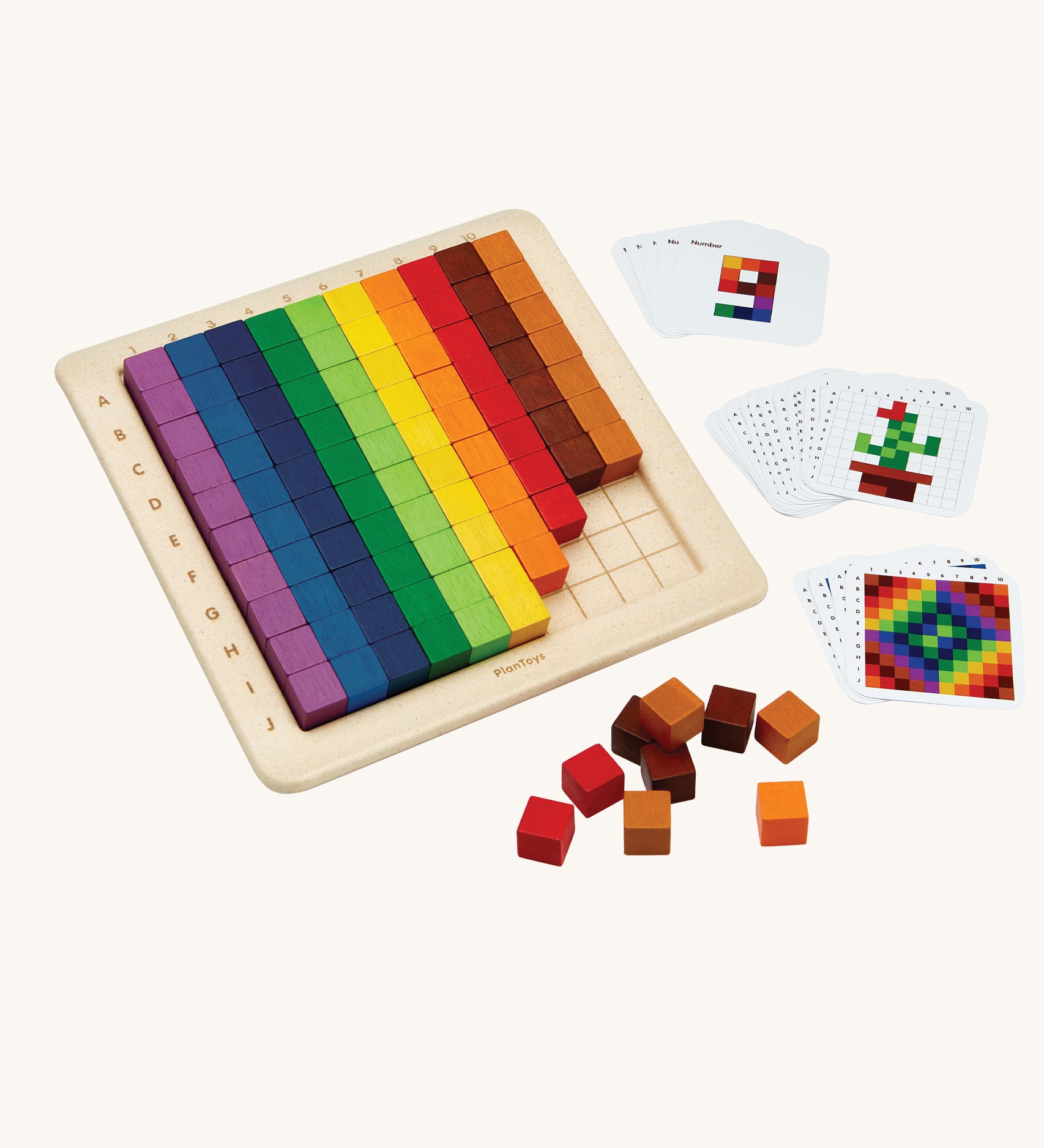 The PlanToys 100 Rainbow Counting Cubes on a plain background.