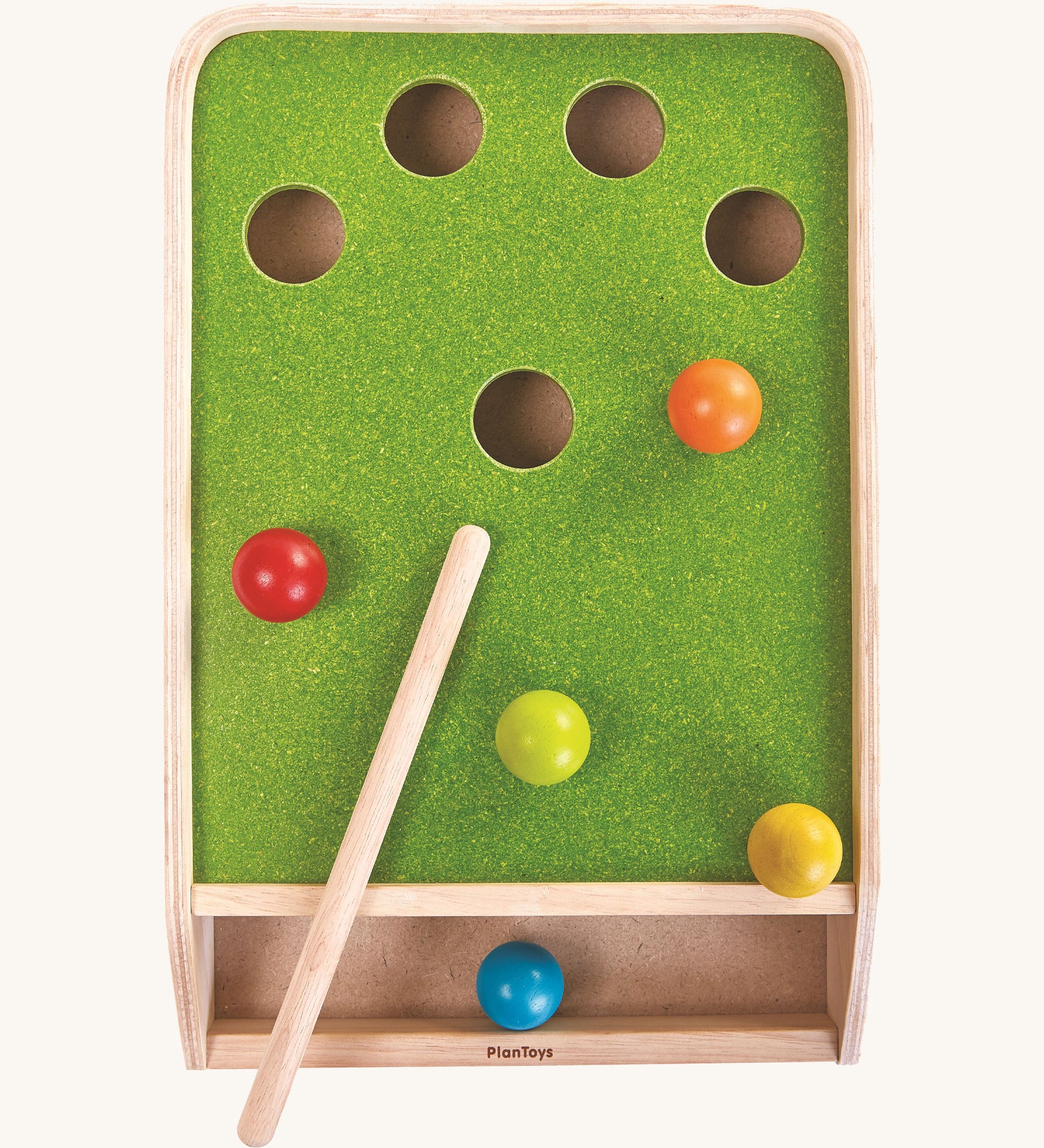 An overhead view of the PlanToys Ball Shoot Board Game on a plain background.