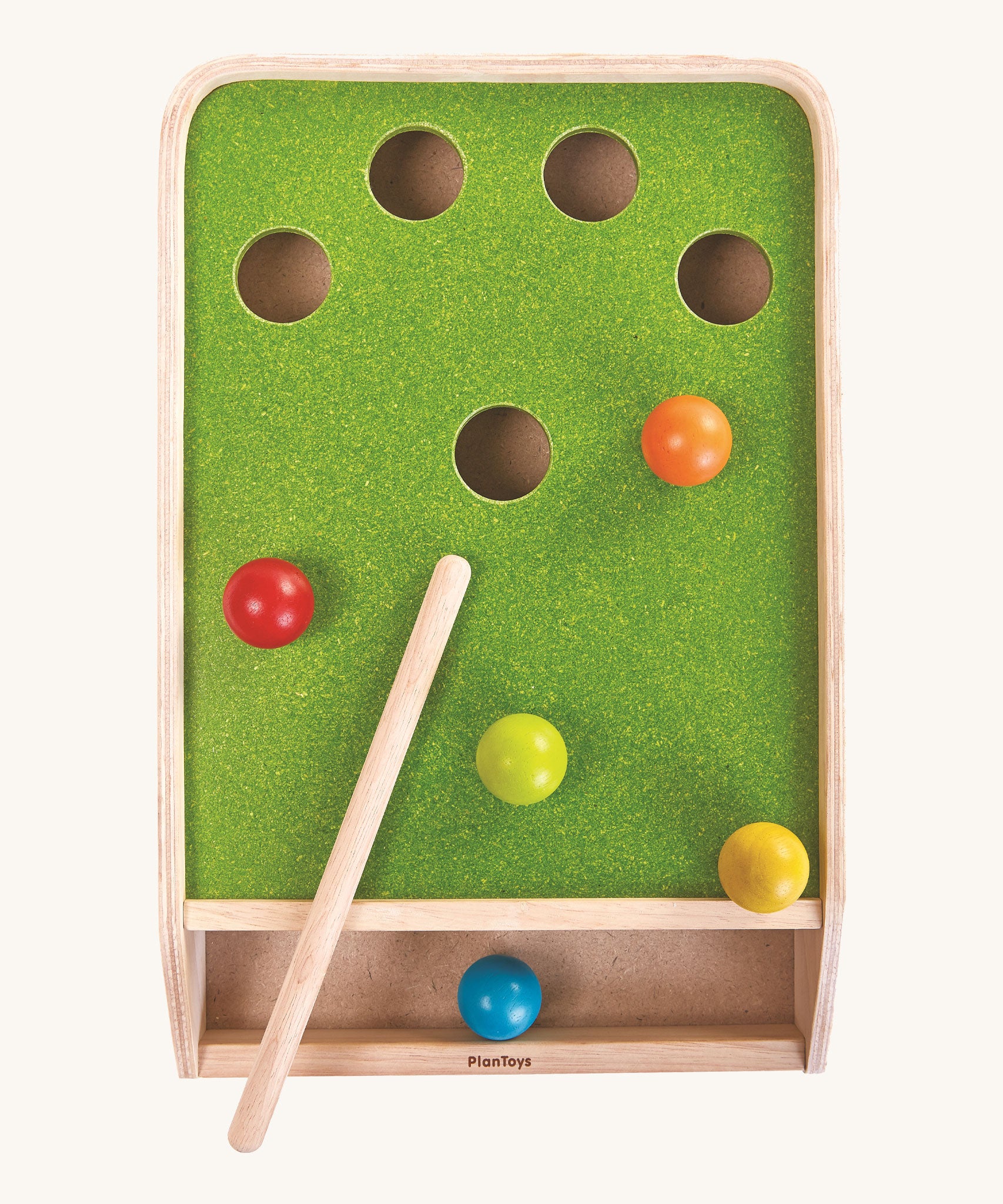 An overhead view of the PlanToys Ball Shoot Board Game on a plain background.