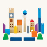 The PlanToys Cityscape Blocks. A set of 27 wooden blocks for creative