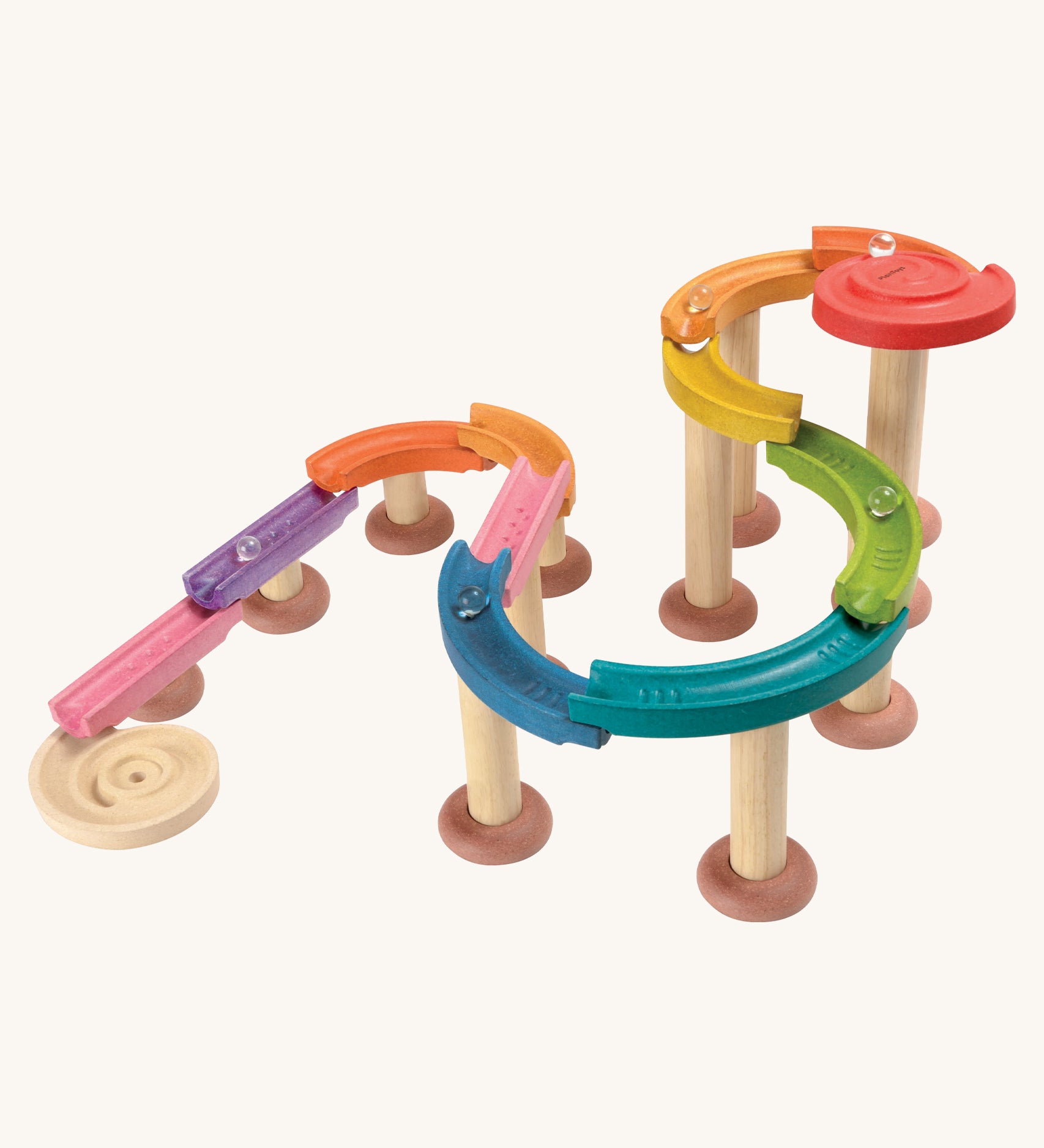 PlanToys deluxe Wooden Marble Run on a plain background. 