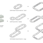 Diagram showing how the PlanToys extension straights can be incorporated with the PlanToys rubber road and rail sets