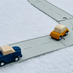 laid out in a rail scene on a white background