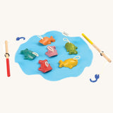 The PlanToys fishing game on a plain background. 