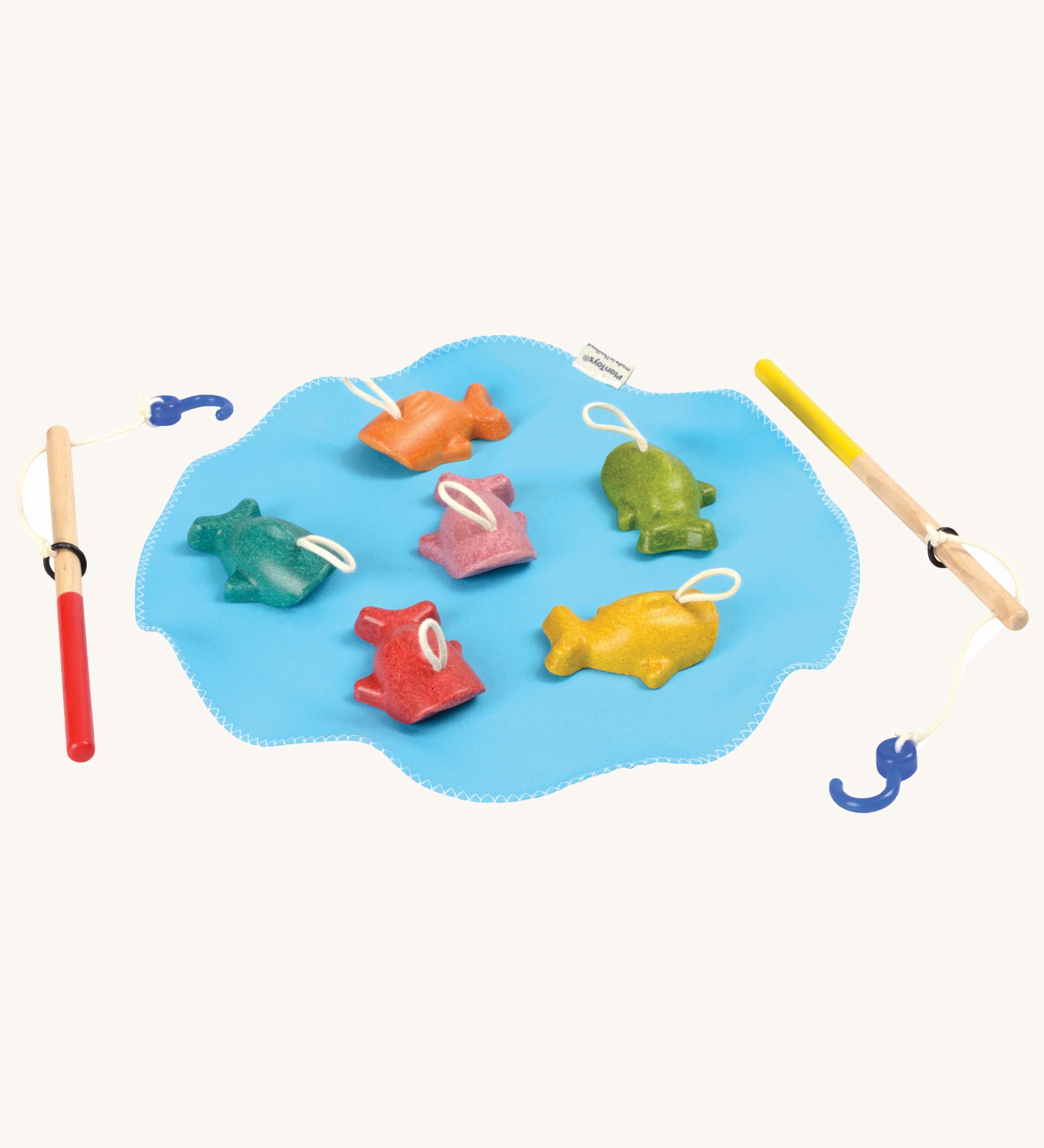 The PlanToys fishing game on a plain background. 