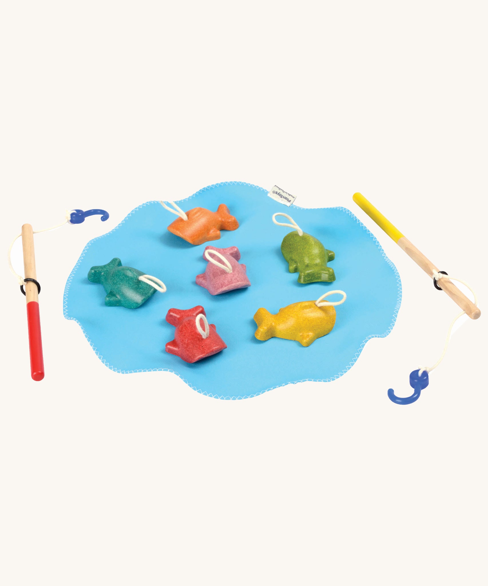 The PlanToys fishing game on a plain background. 