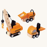 The PlanToys PlanWorld Construction Vehicles Set on a plain background. 