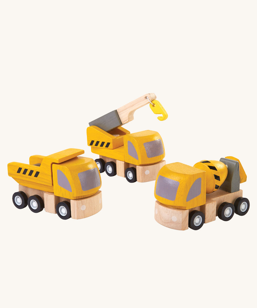 The PlanToys PlanWorld Highway Maintenance vehicles on a plain background. 