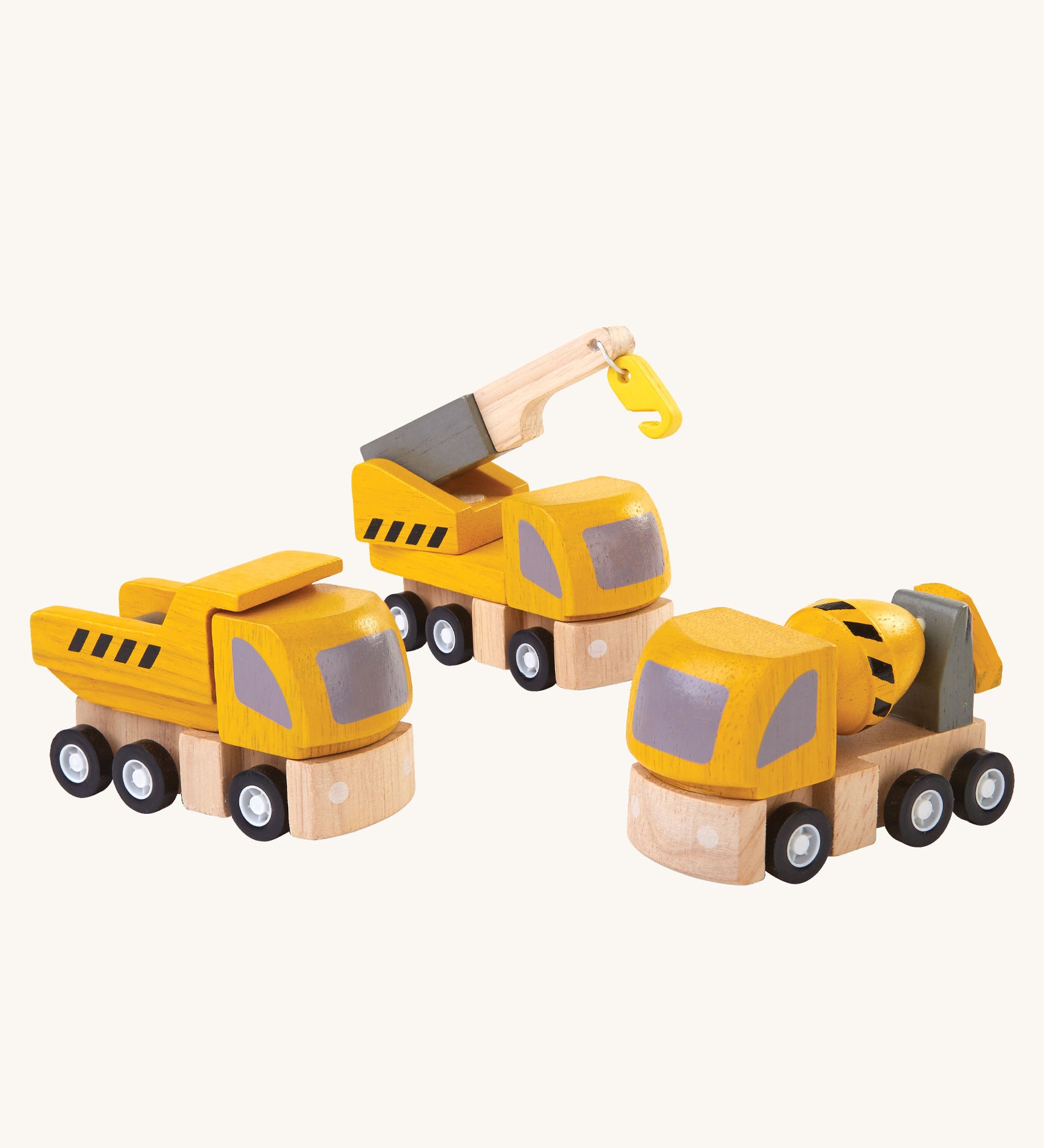 The PlanToys PlanWorld Highway Maintenance vehicles on a plain background. 