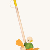 PlanToys Push Along Duck toy on a plain background. 