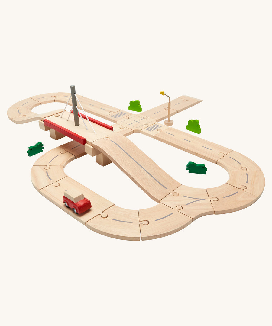 The PlanToys Road System shown set up on a plain background. 